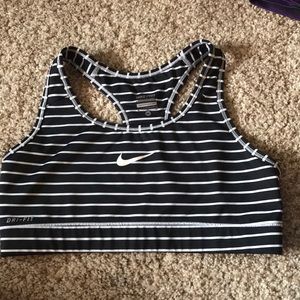 Black and white nike sports bra